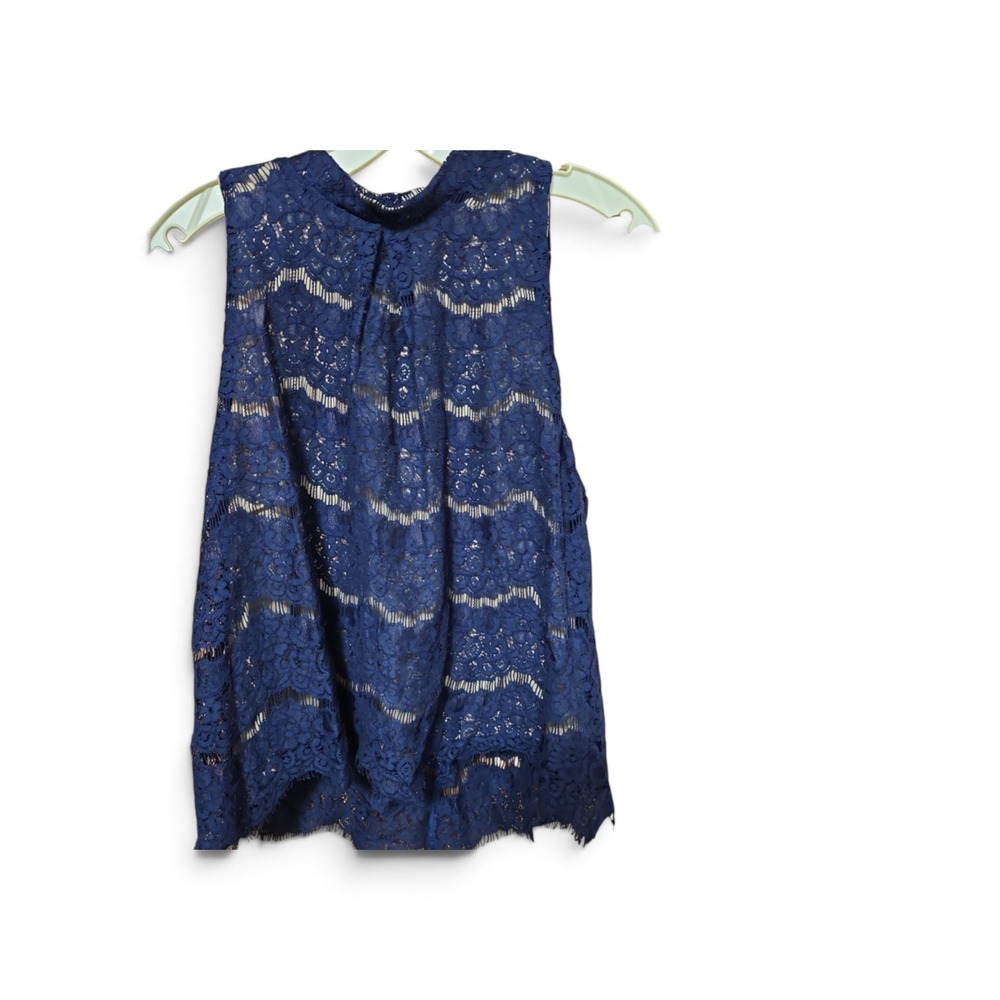 Lovefire Navy Blue Lace Sleeveless Top High Neck Keyhole Back NWT 0514